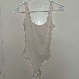 White ribbed thong bodysuit